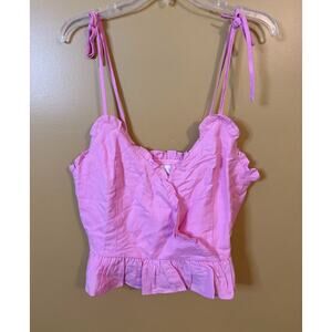 Revolve Lost + Wander Pink Tie Straps Crop Top Size Large   NWT